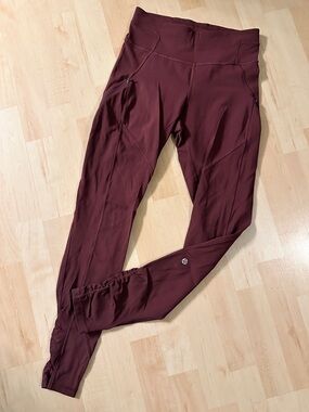 Lululemon On Repeat 7/8 Leggings Dark Adobe Burgundy 6